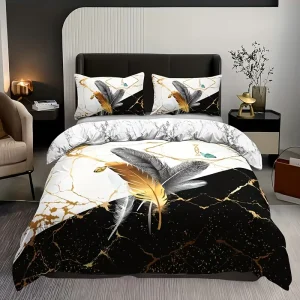 Luxury Customized Washable Chinese Style Polyester Floral Queen Bedding Set Embroidery 3 Pcs Cotton Filling 200TC