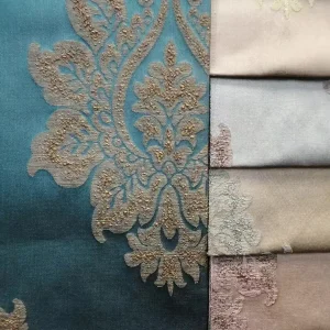 Luxury Decorative Jacquard Polyester Fabric for Tablecloth Curtain and Furniture