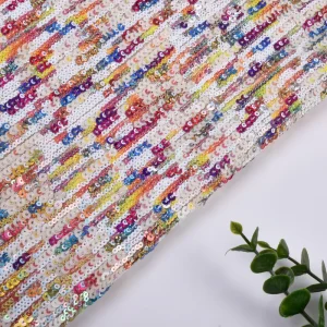 Luxury Design Wedding 95% Polyester 5% Spandex 370gsm Colored Beaded Sequin Embroidery Fabric
