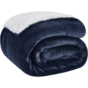 Luxury Double Layered Flannel Fleece Sherpa Throw Blanket Solid Color Cozy & Warm Home Decor for Bedding or Sofas