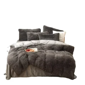 Luxury Duvet Cover Set Queen Bed Covers Size Fluffy Printed Comforter Plush Bedding Set