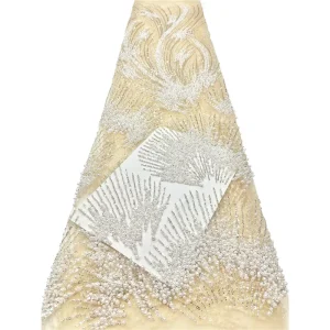 Luxury Eco-Friendly Blue Embroidered Knitted Lace Fabric French Sequins Beads for Wedding Dresses Girls Accessories 108N26070901