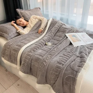 Luxury Eco Friendly Cozy Soft Fluffy 3D Pattern Winter Fleece Blanket for Bedroom