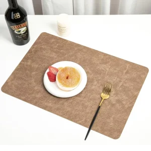 Luxury Eco Friendly Faux PU Leather Placemats Wipeable Place Mats for Restaurants