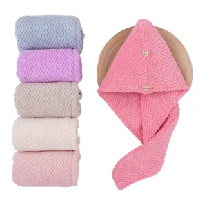 Luxury Eco Friendly Microfiber Hair Towel Custom Logo Woven Terry for Quick Dry Absorbency for Home Use