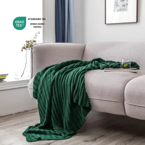 Luxury Eco Friendly OEKO TEX Certified Custom Bed Soft Baby Cotton Knit Blankets Throws for Home Decor