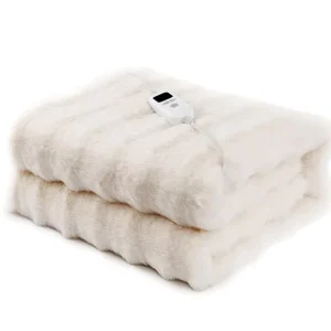 Luxury Electric Heated Blanket Double Layer Faux Rabbit Fur Super Soft Comfortable and Washable Quilted Electric Blanket