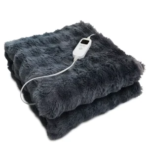 Luxury Electric Heated Blanket Double Layer Faux Rabbit Fur Super Soft Comfortable and Washable Quilted Electric Blanket