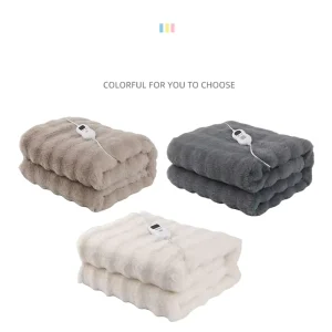 Luxury Electric Heated Blanket Double Layer Faux Rabbit Fur Super Soft Comfortable and Washable Quilted Electric Blanket