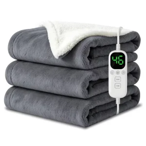 Luxury Electric Heated Blanket Faux Fur Fleece Throw Blanket Adjustable Temperature Washable Cozy Sofa Bed Winter Blanket