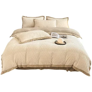Luxury Embossed Diamond Milk Velvet Bedding Set Thick Fluffy Coral Fleece Duvet Cover and Bed Sheet Set