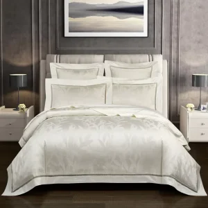 Luxury Embroidered Solid White 100% Cotton 600TC Jacquard Crafted High Quality Duvet Cover Set Bedding Set