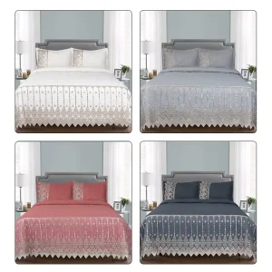 Luxury Embroidery Lace Bed Skirt Easy Care Thickened Bedding Quilt Set for Hotel Home
