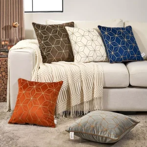 Luxury Embroidery Velvet Modern Geometric Square Throw Pillow Cover for Couch Living Room Bedroom