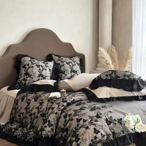 Luxury European French Princess Style Chic Organic Cotton Eco Friendly Animal Lace Embroidered Anti Wrinkle Durable Bedding Set