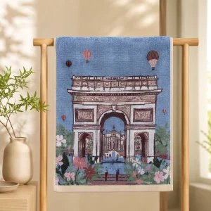 Luxury European Printed Pure Cotton Highly Absorbent Hand Towel 368GSM 34x40cm for Travel Outdoor Use