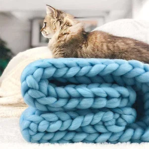 Luxury Extra Thick Knitted Cotton Eco friendly Handmade Heavy Weighted Knitted Blanket