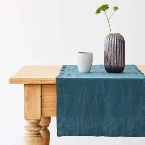 Luxury Fancy Dinning Woven Stone Washed 100% Pure Linen Table Runners for Wedding Customized Size Custom