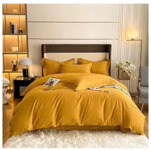Luxury Fashion 100% Microfiber 4pcs USA UK Germany France Size Duvet Cover and Pillowcase Solid Bedding Set