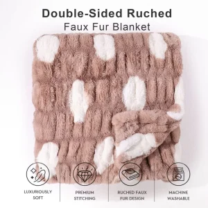 Luxury Faux Fur Throw Blanket Eco Friendly OEM ODM Solid Color Full Size Throw Blanket