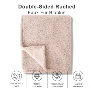 Luxury Faux Fur Throw Blanket Soft Stylish Polyester Warm Smooth Solid Faux Rabbit Fur Minky for Winter