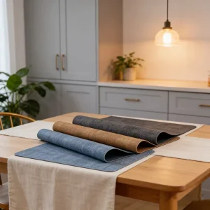Luxury Faux Leather Table Placemat Heat Insulation Non Slip Eco Friendly 43x30cm Dining Mat for Home & Hotel Tabletop Decor