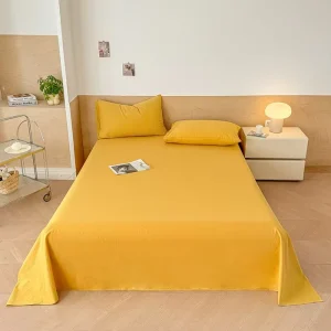 Luxury Flat Bed Sheet and Pillowcase Set 100% Cotton Multiple Colors Skin Friendly and Washable 3 Piece Set