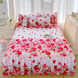Luxury Floral Bedsheets Set for Princess Bedding High Quality Printed king Size Mattress Covers & Protectors