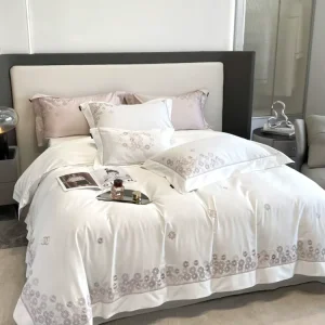 Luxury Floral Embroidery Bed Sheets Designs Cotton Bedding Duvet Cover Sets