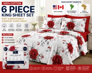 Luxury Floral King Size 6 Piece Bed Sheet Set Deep Pocket Soft Bedding Sheet Set for Home Hotel Ensemble De Draps De 6 Pieces