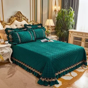 Luxury Floral Lace Embroidery Bed Skirt Cover Thickened Home Skirt Bedding Set
