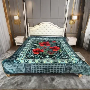 Luxury Floral Print 2 Layer Raschel Blanket Soft Woven for Home Use