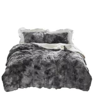 Luxury Fluffy Comforter Set Full Size Mixed Black and White Flannel Sherpa Bed Comforter Set