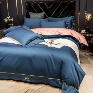 Luxury Four Piece Bed Set Woven Pillowcase Duvet Cover Bed Sheet for Hotel Bedroom