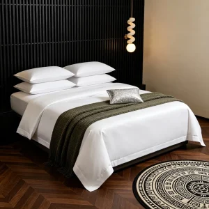 Luxury French Woven 100% Linen Solid Pattern Soft Eco friendly Queen Size Duvet Cover Set Sheet Pillowcases All Season Home Use