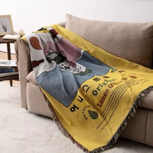 Luxury Furniture Blanket Customizable Pattern Picnic Mat Soft Tassel Jacquard Modern Design Tapestry