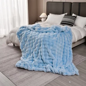 Luxury Fuzzy & Cozy Soft Faux Rabbit Fur Blanket for Winter Customizable Machine Washable