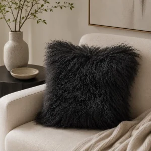 Luxury Genuine Mongolian Lamb Fur Breathable Eco Friendly Customizable European American Style Solid Decorative Throw Pillow