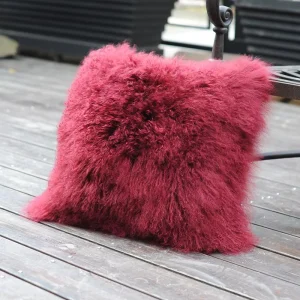 Luxury Genuine Mongolian Lamb Fur Nonwoven Breathable Eco Friendly 200TC Customizable Cushion Decorative Throw Pillow Decor