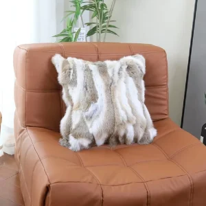 Luxury Genuine Rabbit Fur Plant Pattern Breathable Eco Friendly Throw Pillows for Bedroom Living Room Home Decor