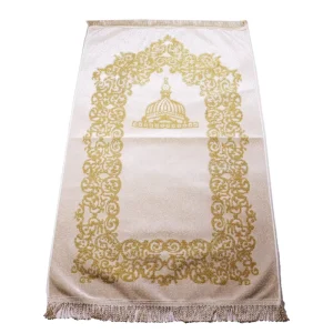 Luxury Glitter Gold Mosque Prayer Rug Tassel Islamic Prayer Mat