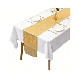 Luxury Gold Sequin Table Runner Sparkly Glitter Fabric Table Runner for Wedding Banquet Birthday Party Dining Table Center Decor