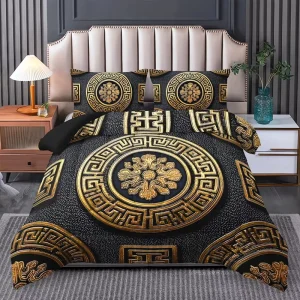 Luxury Golden European Style Printed Comforter Set Soft Fluffy Thick Quilt Bedding Set for All Season Home Bedroom