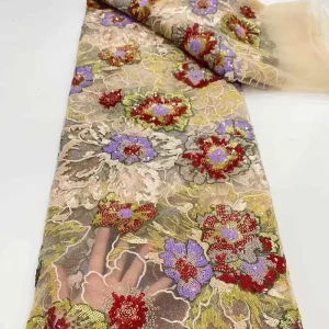 Luxury Handmade Embroidered Sequins Fabric for Women’s Accessories