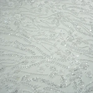 Luxury Heavy Spandex Nylon Dobby Weft Knitted Nonwoven Breathable Grand Beaded Embroidered Sequin Stretch Sheer Plush Fabric