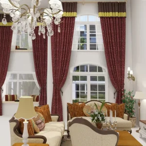Luxury High Ceiling Long Window Drapery Triple Weave Polyester House Curtains for Room