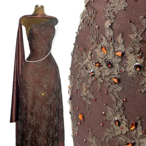 Luxury High Quality Beaded Lace Fabric for Wedding Accessories