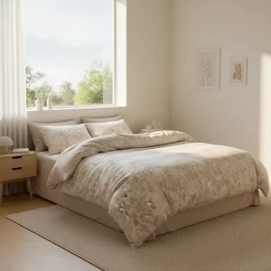 Luxury High Quality Cotton Yarn Dyed Three Layer Jacquard Floral Pattern 200TC Wrinkle Resistant Bedding Set