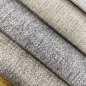 Luxury High Quality Flame Retardant Water Proof 100% Polyester Woven Plain Faux Linen Sofa Fabric for Upholstery