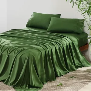 Luxury High Quality Flat Sheet Deep Pocket Flitted Sheet Cooling Pillowcase Silk Smooth 4pcs Full Bamboo Fiber Bed Sheets Set